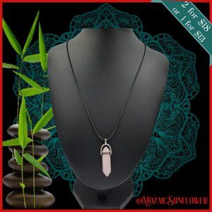 Rose Quartz Adjustable Length Leather Cord Necklace Handcrafted NWT